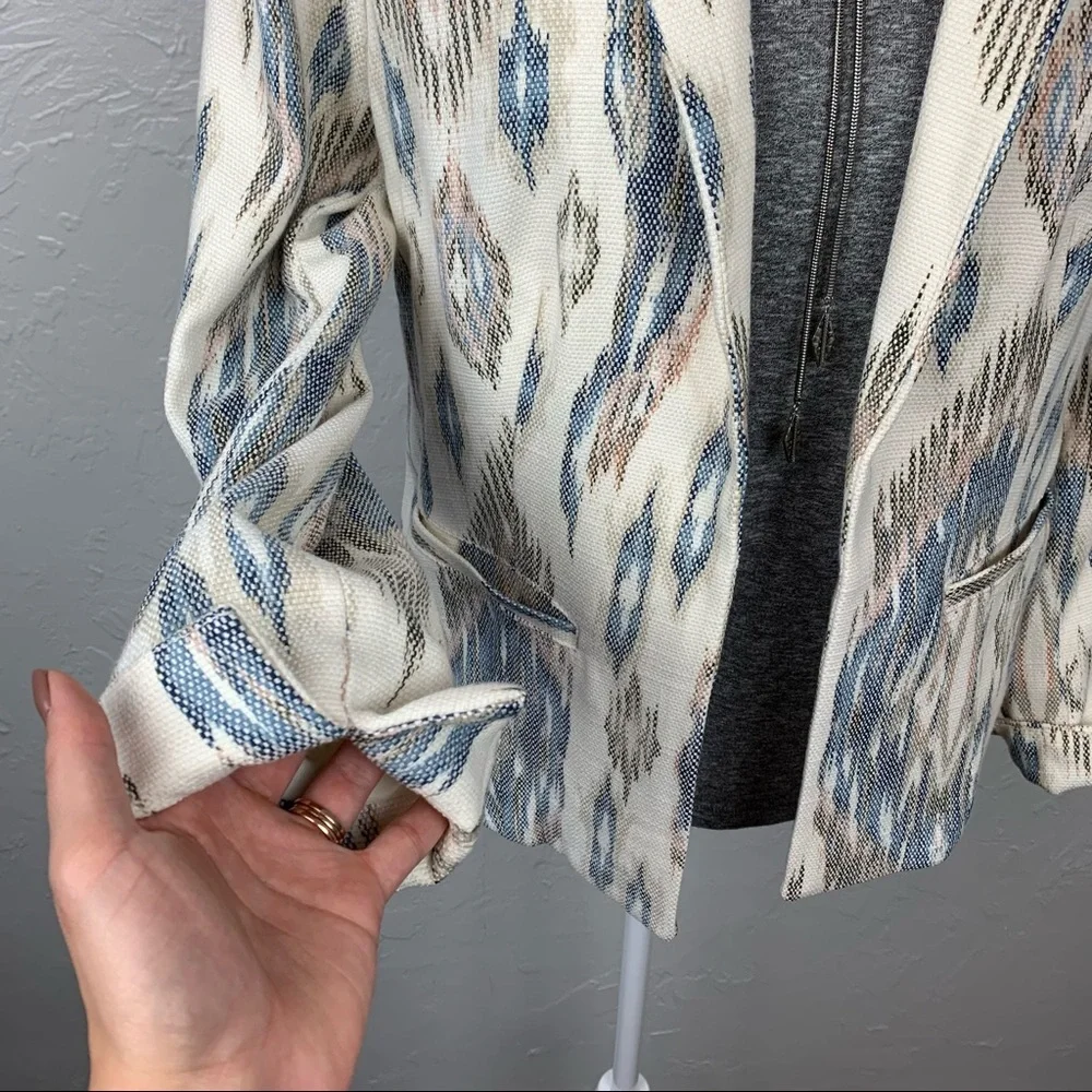 Chico’s Aztec Boho Western woven ikat open front Blazer 0 or Sm - Picture 4 of 9